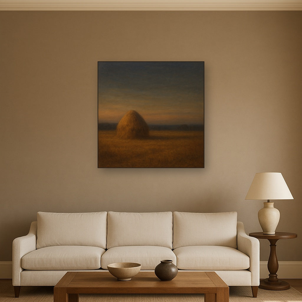 Dusk Horizon over Weathered Haystack No. 5 Oil Painting - View 2