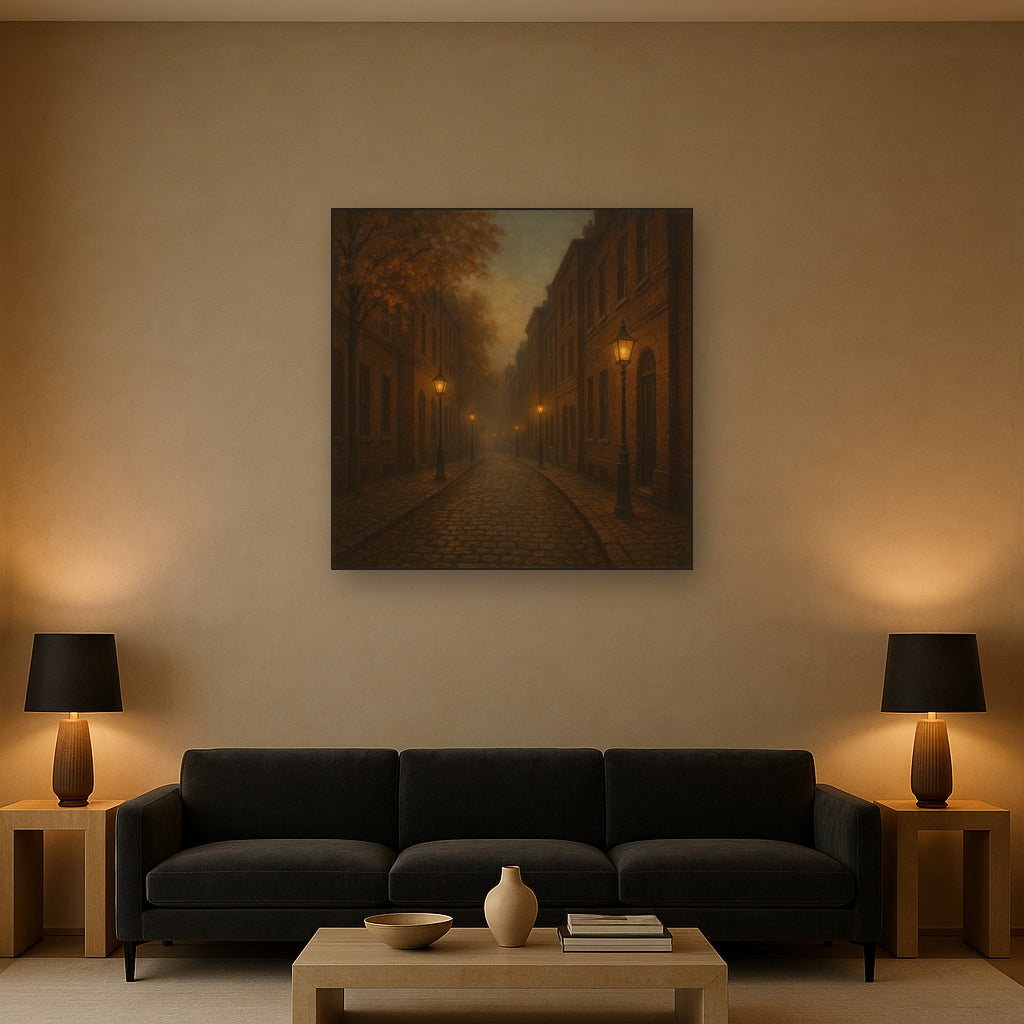 London Gaslamp Alley in Autumn Dusk No. 14 Oil Painting - View 2