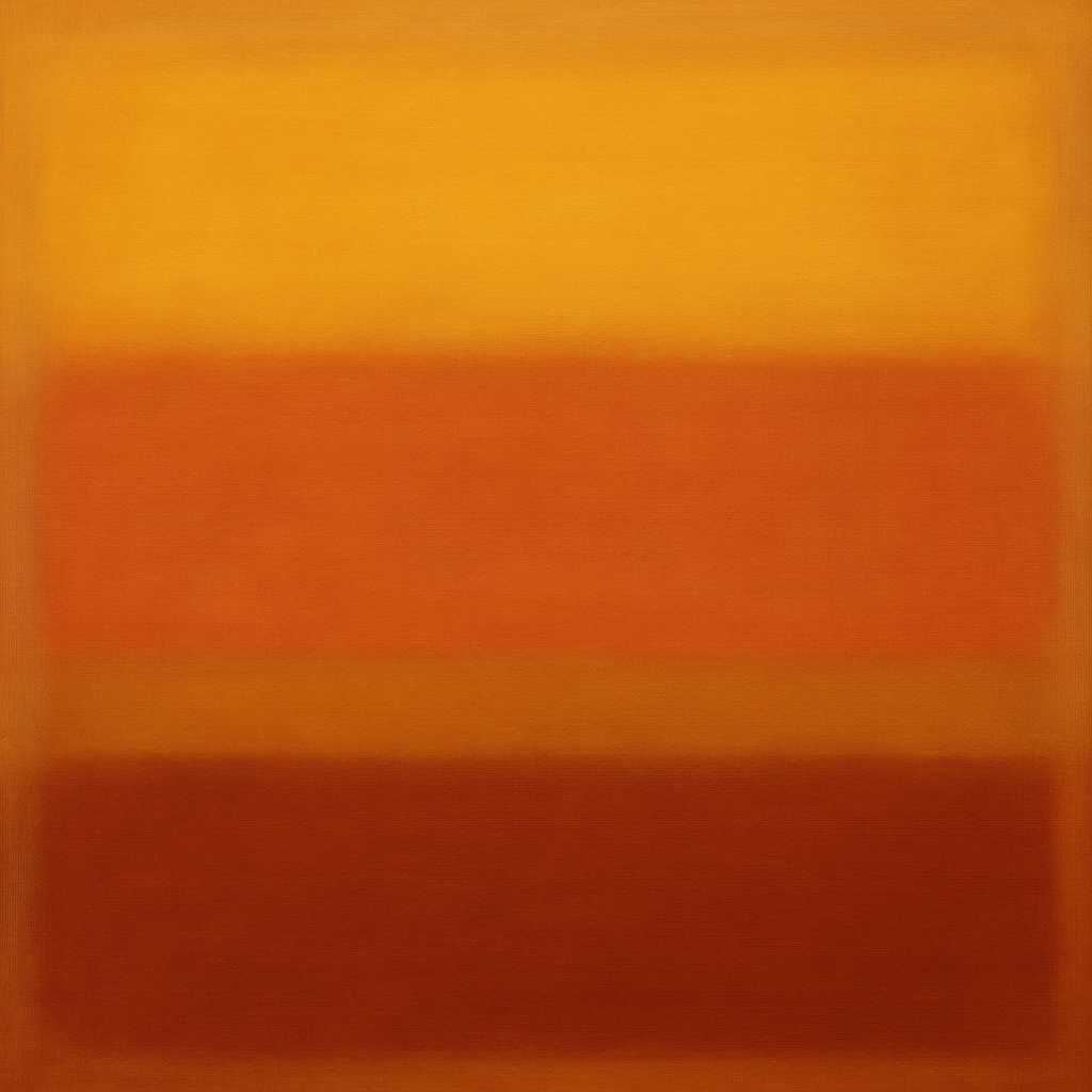 Luminous Ochre & Terracotta Horizon Color Field No. 6 Oil Painting - View 1