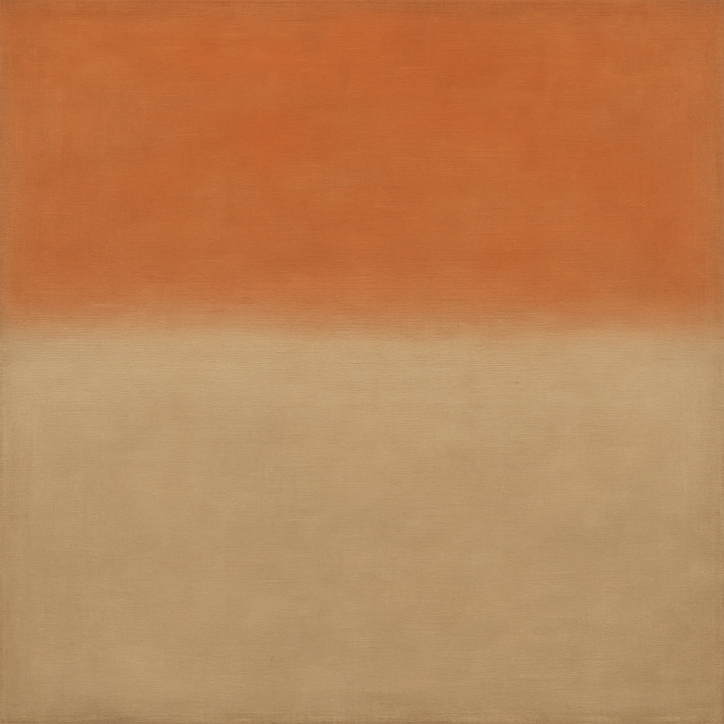 Terracotta & Greige Earth Bands No. 6 - Modern Fine Art Oil Painting - View 1