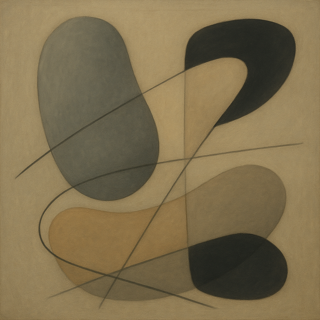 Organic Pebble Contours & Slanted Lines No. 4 Oil Painting 100% Hand Painted Oil on Belgian Linen Canvas, Original Fine Art Wall Decor