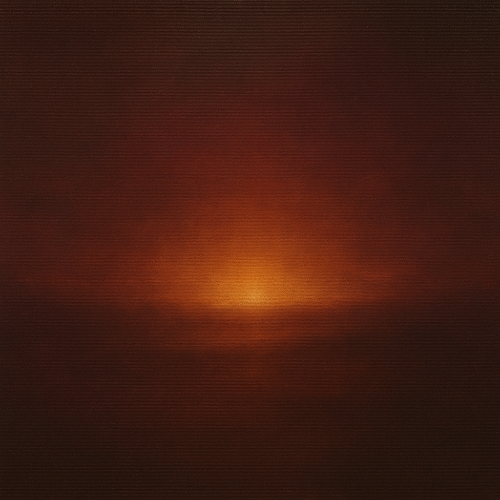 Deep Garnet & Amber Candlelight Horizon No. 20 Oil Painting 100% Hand Painted Oil on Belgian Linen Canvas, Original Fine Art Wall Decor