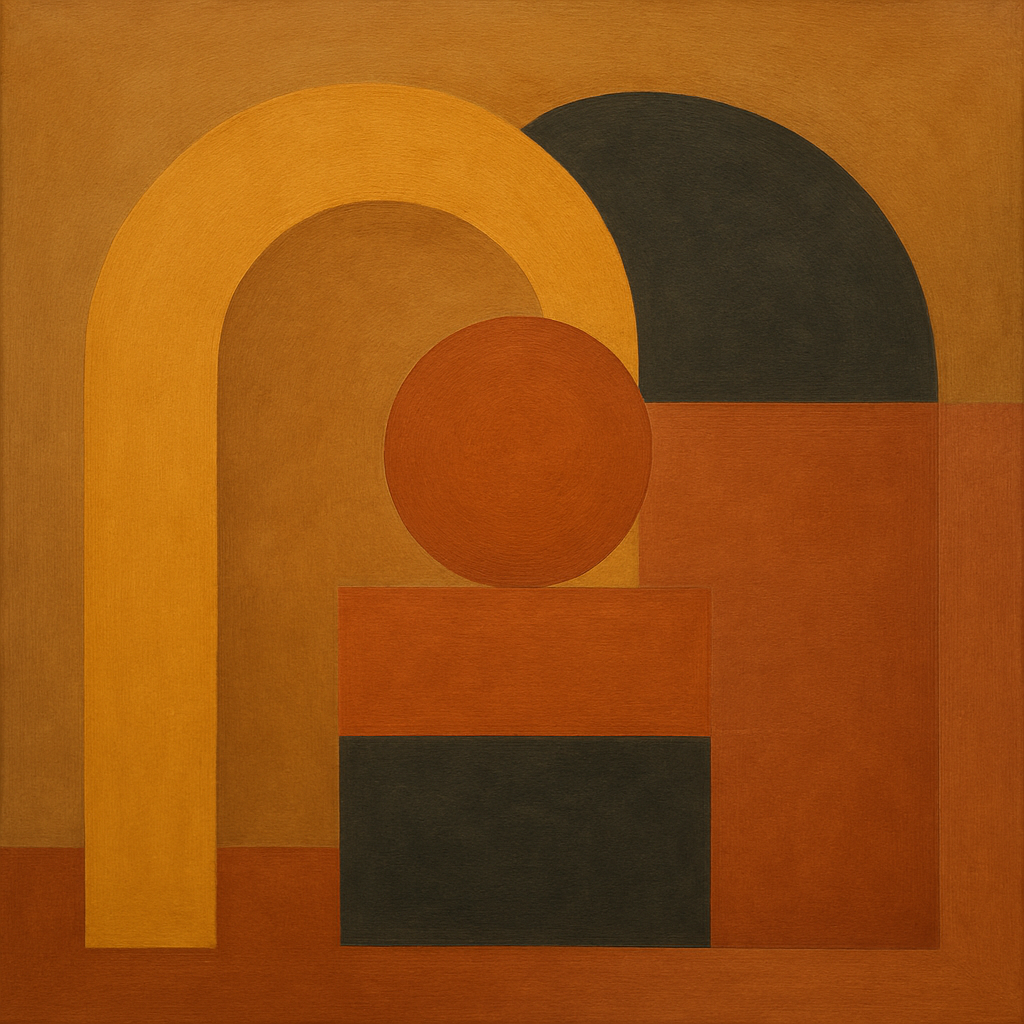 Arch & Circle Equilibrium in Warm Earth Tones No. 23 Oil Painting - View 1