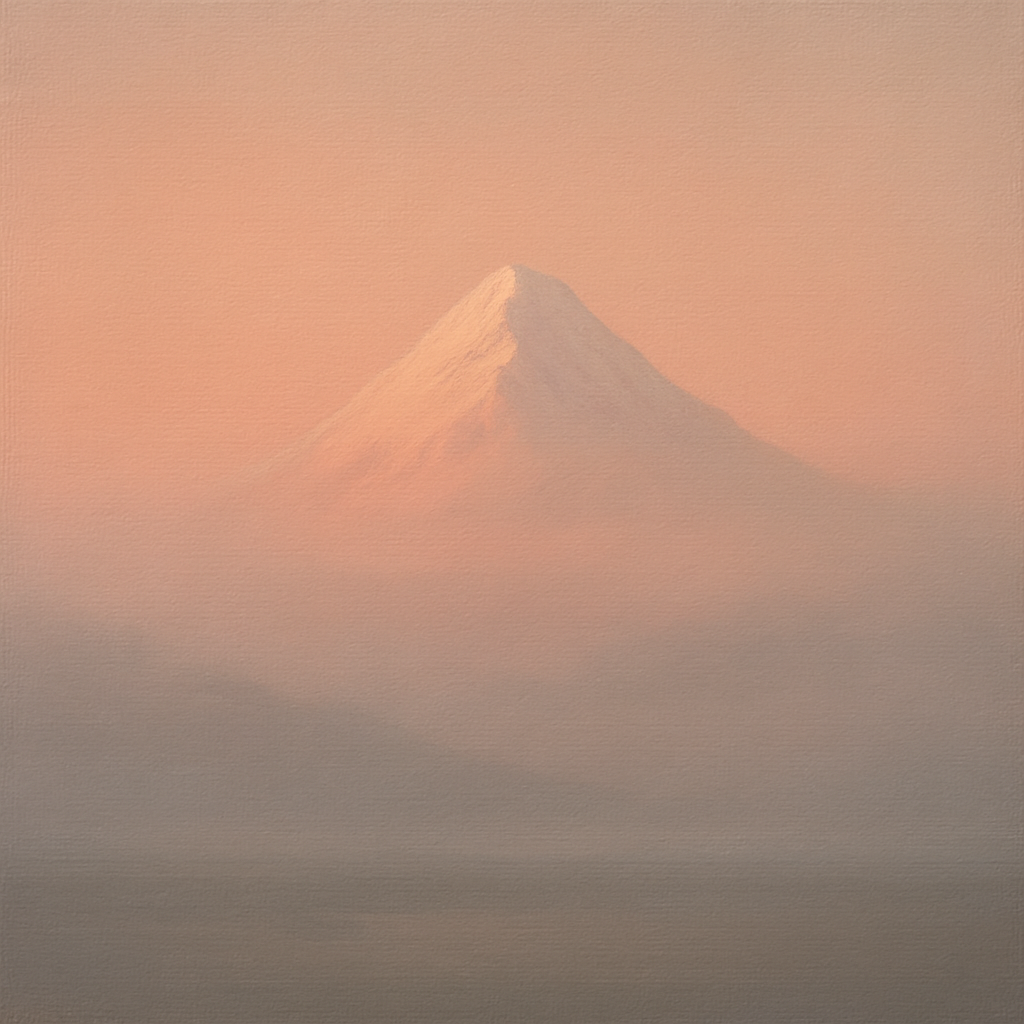 Pale Alpenglow over Distant Glacial Peak No. 24 Oil Painting 100% Hand Painted Oil on Belgian Linen Canvas, Original Fine Art Wall Decor