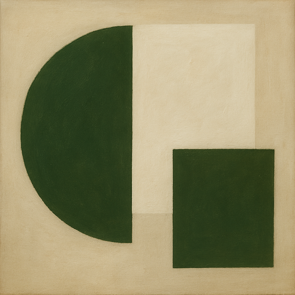 Forest Emerald & Chalk Interlock No. 6 - Modern Fine Art Oil Painting - View 1