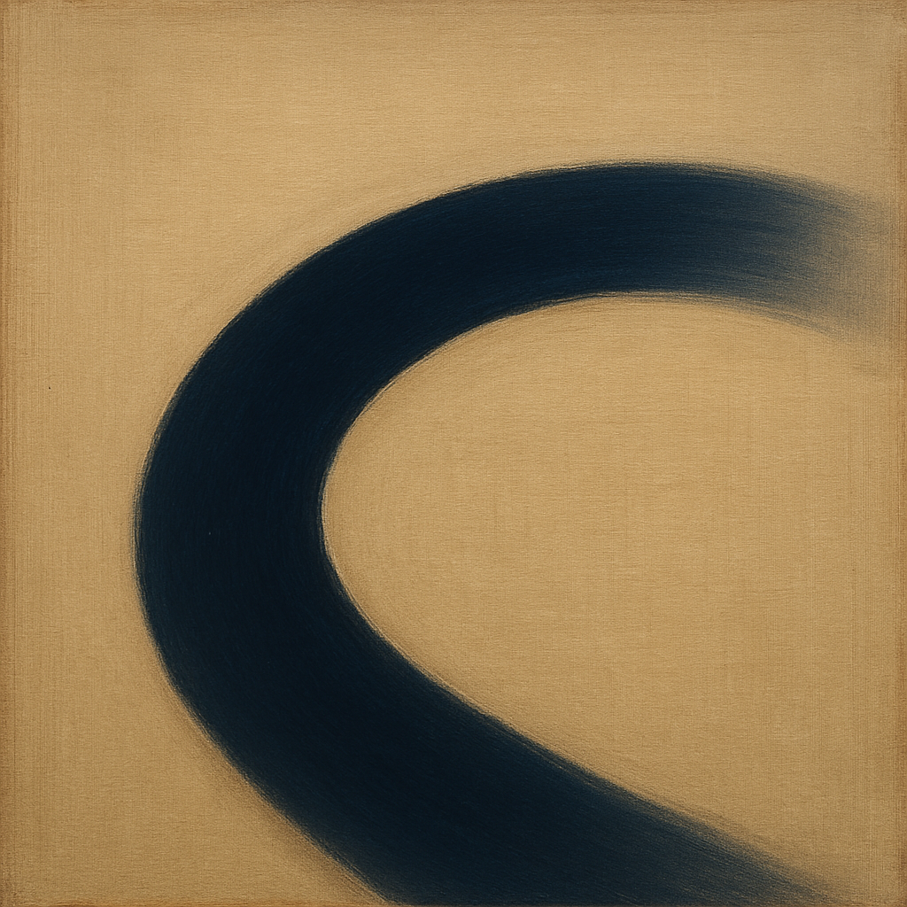 Navy Indigo & Warm Sand Sweep No. 2 - Modern Fine Art Oil Painting - View 1