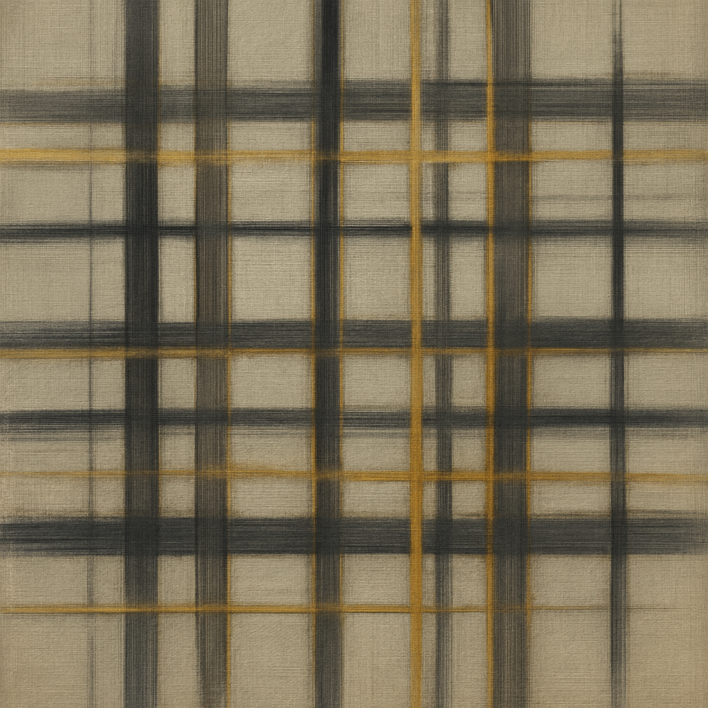 Abstract Woven Line Matrix in Charcoal & Gold No. 4 Fine Art Oil Painting - View 1
