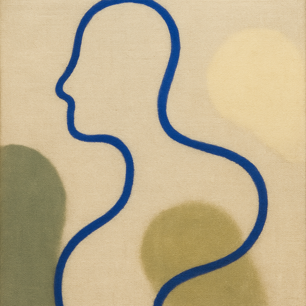 Cobalt Blue & Pale Oat Contour No. 8 - Modern Fine Art Oil Painting - View 1