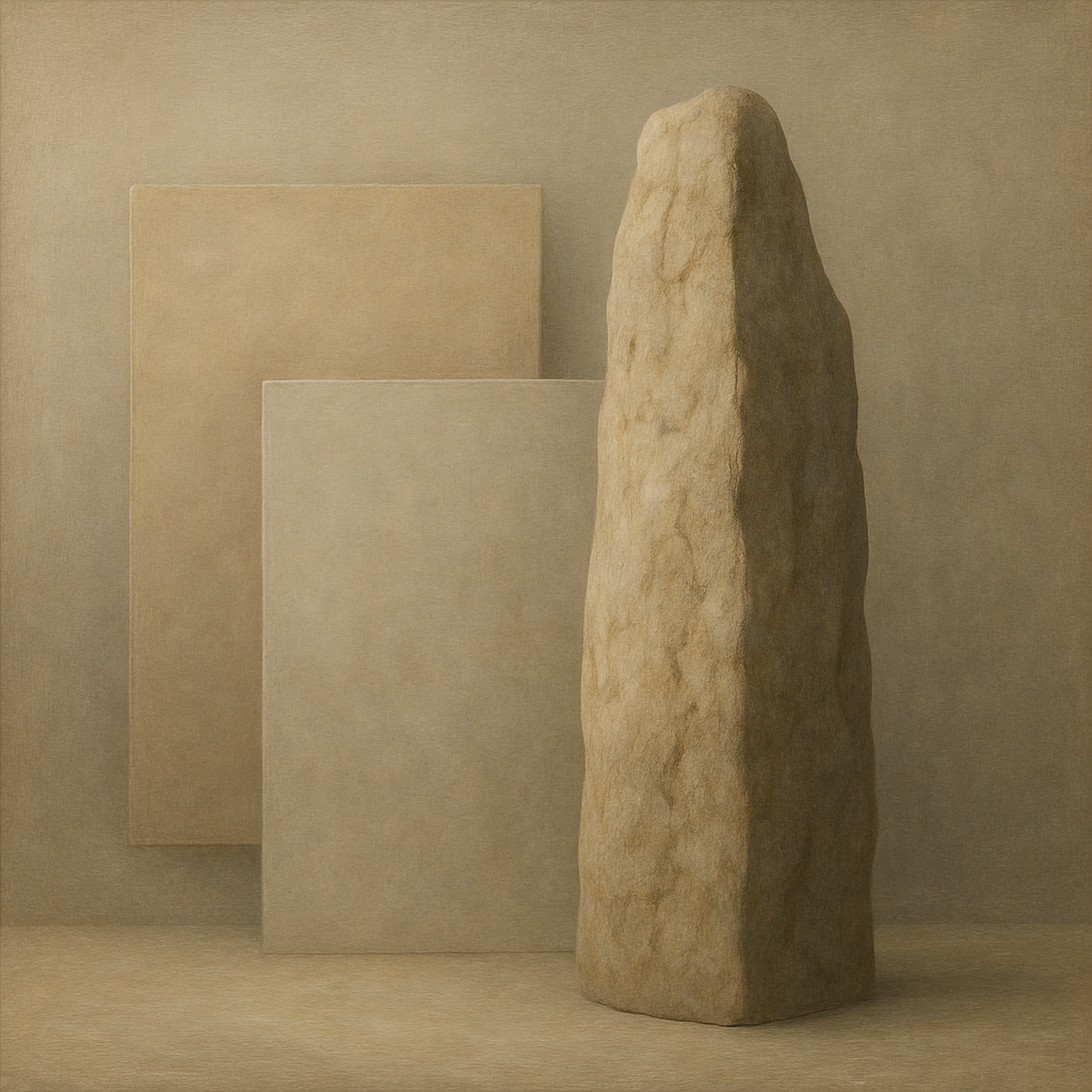 Driftwood Grey & Weathered Stone Monolith No. 18 Oil Painting 100% Hand Painted Oil on Belgian Linen Canvas, Original Fine Art Wall Decor