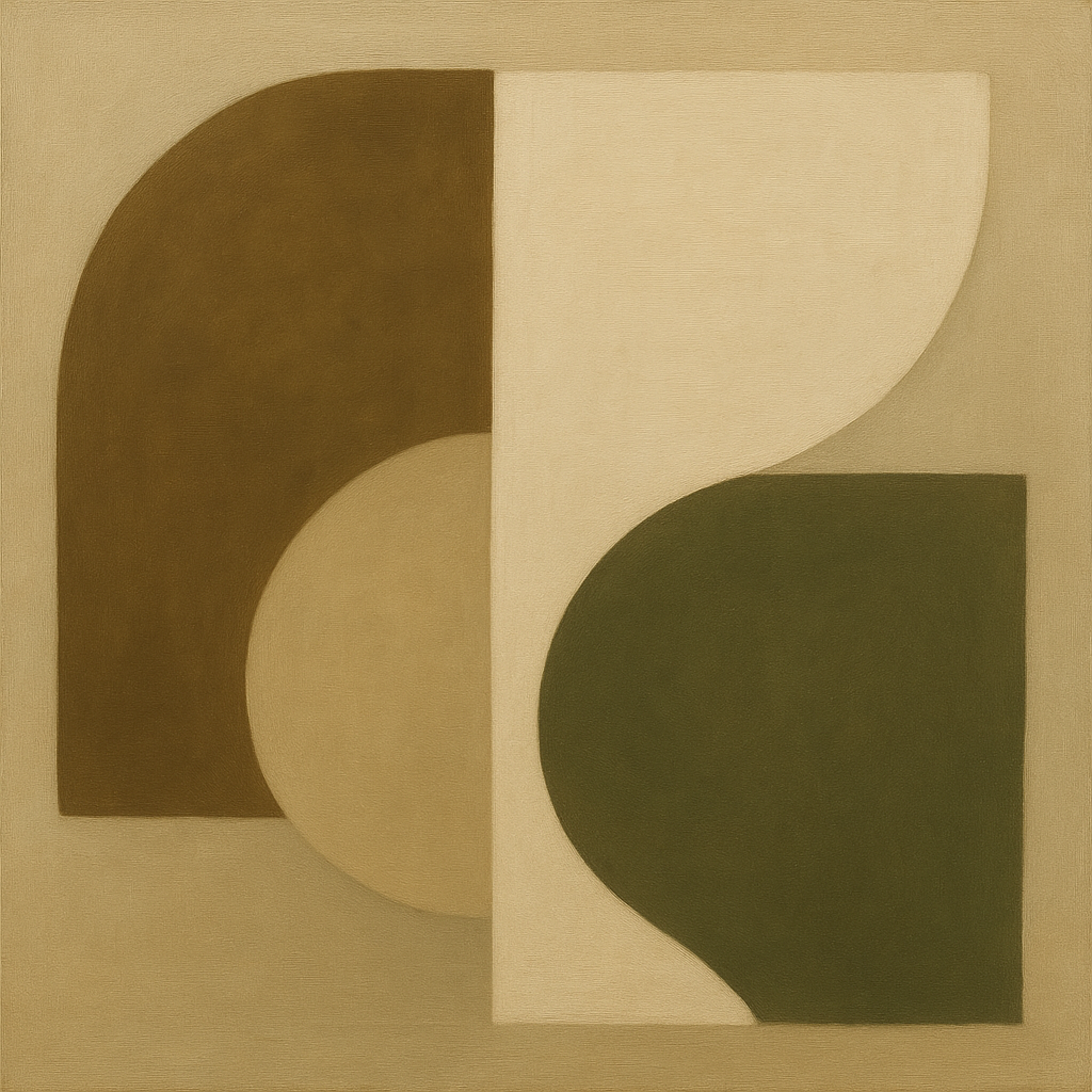 Minimalist Asymmetrical Balance in Raw Umber No. 11 Oil Painting - View 1