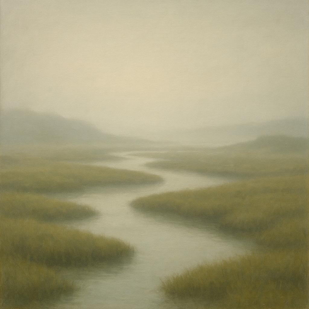 Morning Fog over Cape Cod Tidal Marsh No. 18 Oil Painting - View 1