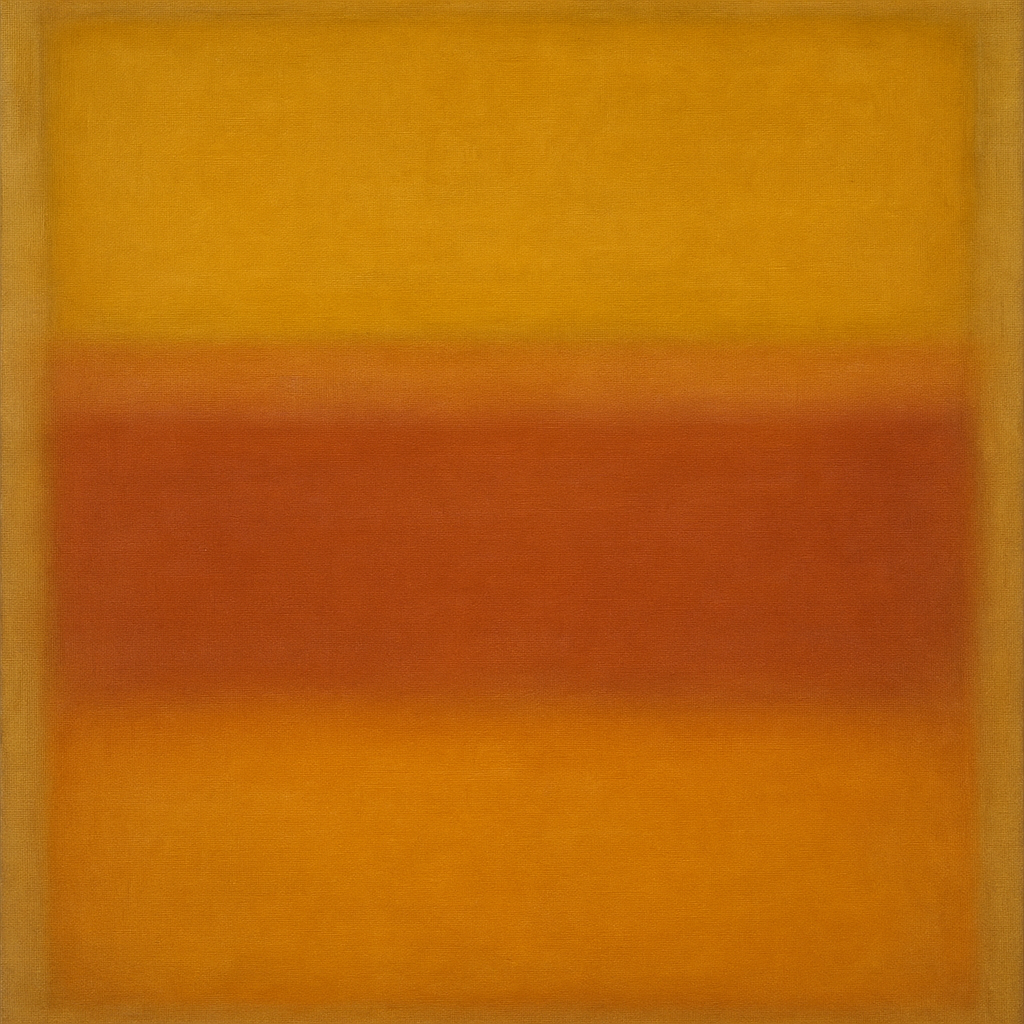 Luminous Ochre & Terracotta Horizon Color Field No. 10 Oil Painting 100% Hand Painted Oil on Belgian Linen Canvas, Original Fine Art Wall Decor