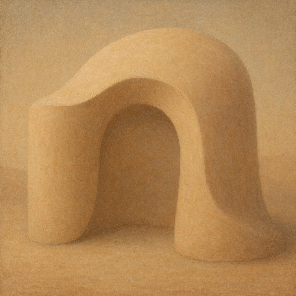Soft Architectural Curve in Desert Bone No. 11 Oil Painting - View 1