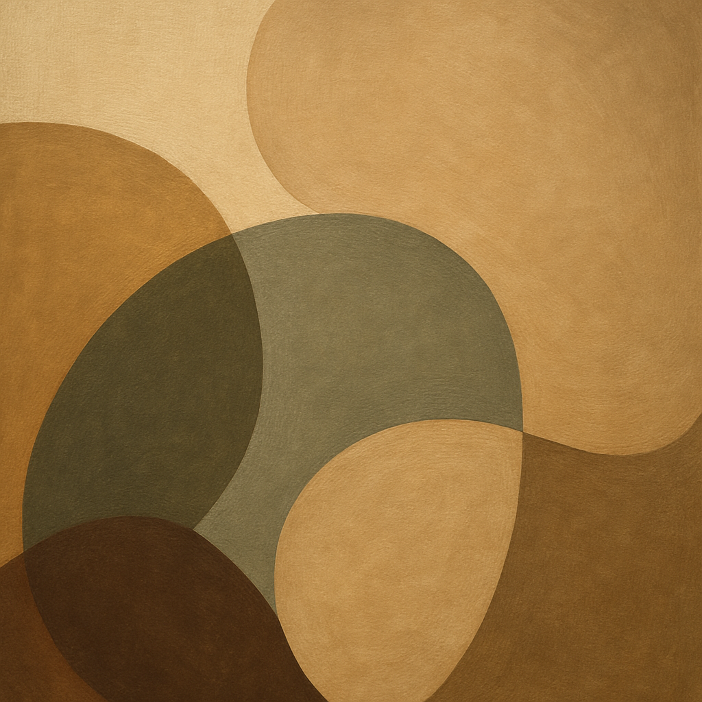 Organic Curved Shapes in Neutral Earth Pigments No. 10 Fine Art Oil Painting - View 1