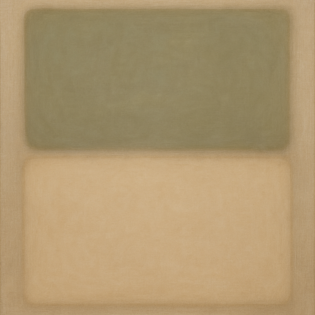 Sage Olive & Pale Sandstone Minimalist Harmony No. 20 Oil Painting - View 1
