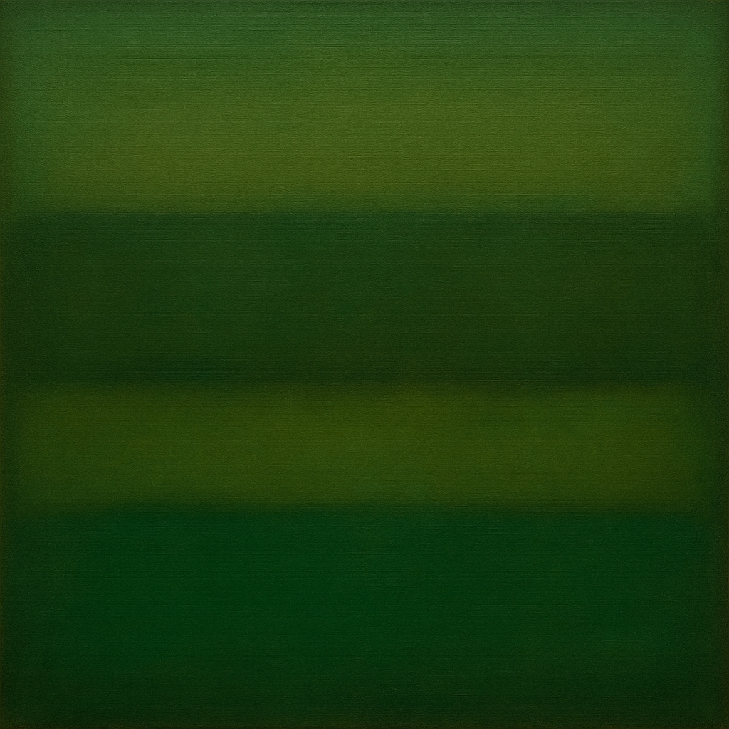 Forest Emerald & Deep Moss Contemplative Field No. 24 Oil Painting - View 1