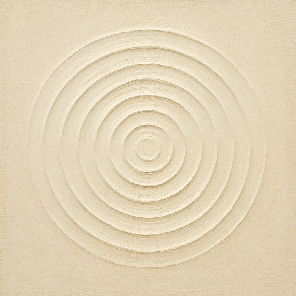 Concentric Zen Circles in Ivory No. 8 - Modern Fine Art Oil Painting - View 1