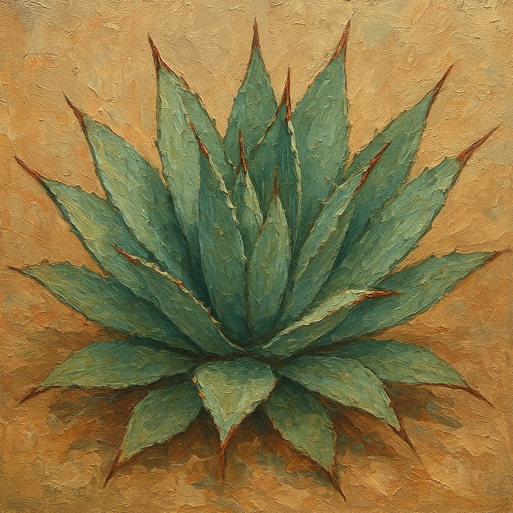 Wild Desert Agave Botanical Oil Painting - View 1