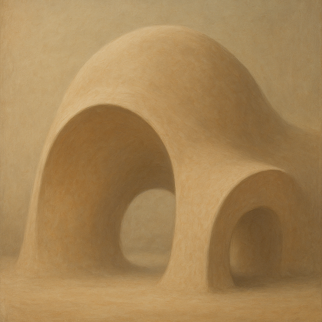 Soft Architectural Curve in Desert Bone No. 15 Oil Painting - View 1
