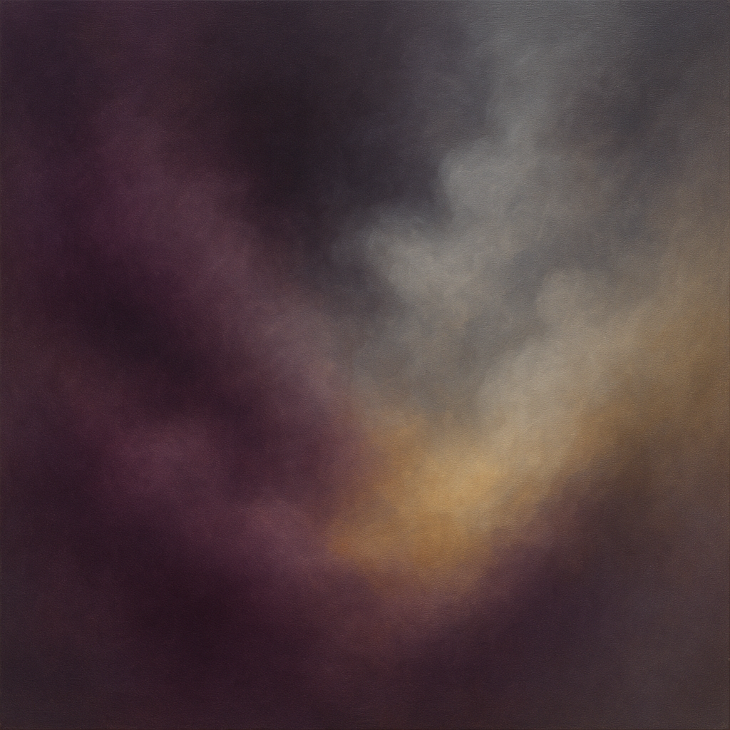 Gilded Plum & Soft Smoke Cloud Harmony No. 6 Oil Painting - View 1