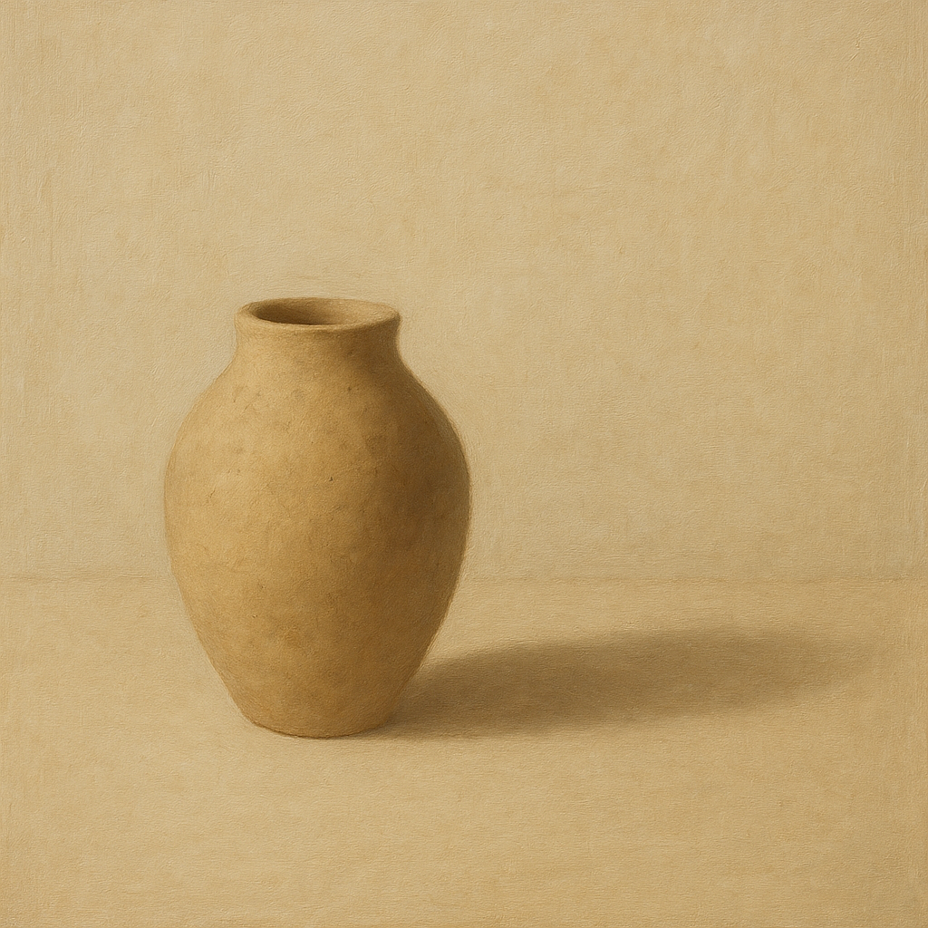 Organic Clay Vessel & Solitary Shadow No. 27 Oil Painting - View 1