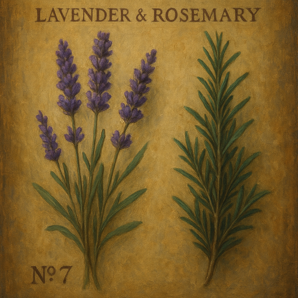 Vintage French Herbarium Lavender & Rosemary No. 7 Fine Art Oil Painting - View 1