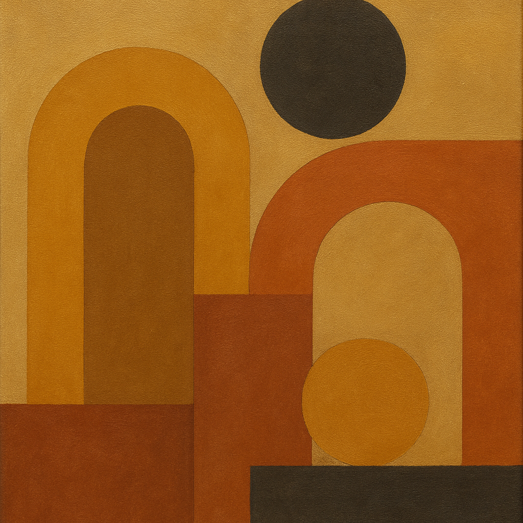 Arch & Circle Equilibrium in Warm Earth Tones No. 10 Oil Painting - View 1
