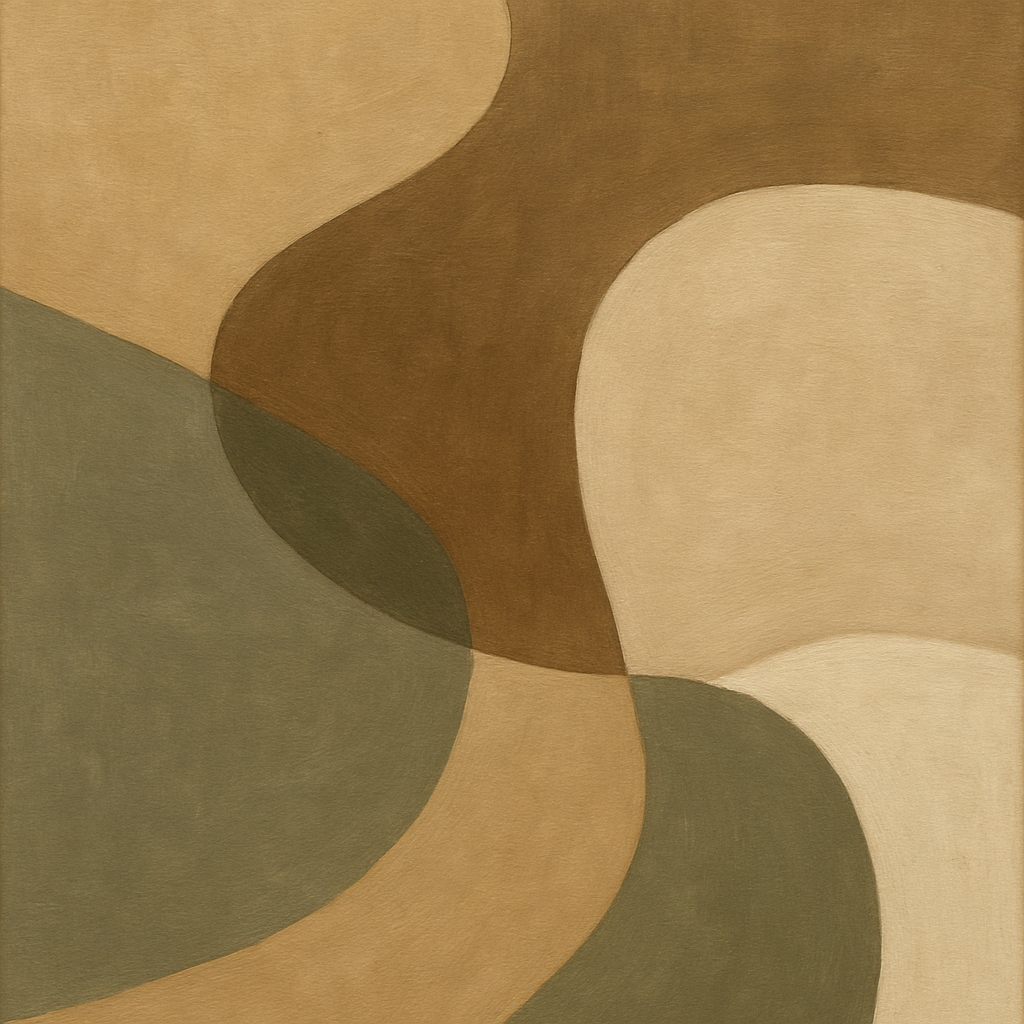 Organic Curved Shapes in Neutral Earth Pigments No. 11 Fine Art Oil Painting - View 1
