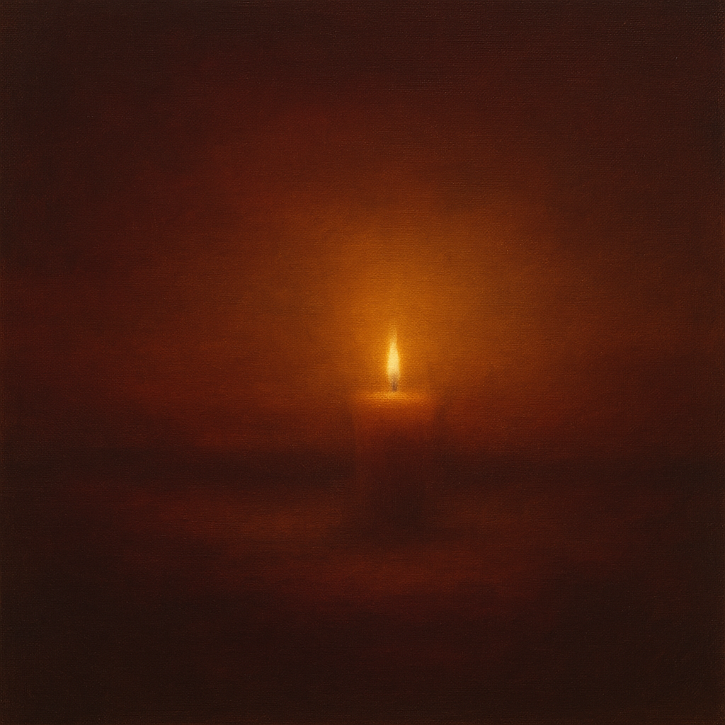 Deep Garnet & Amber Candlelight Horizon No. 3 Oil Painting - View 1