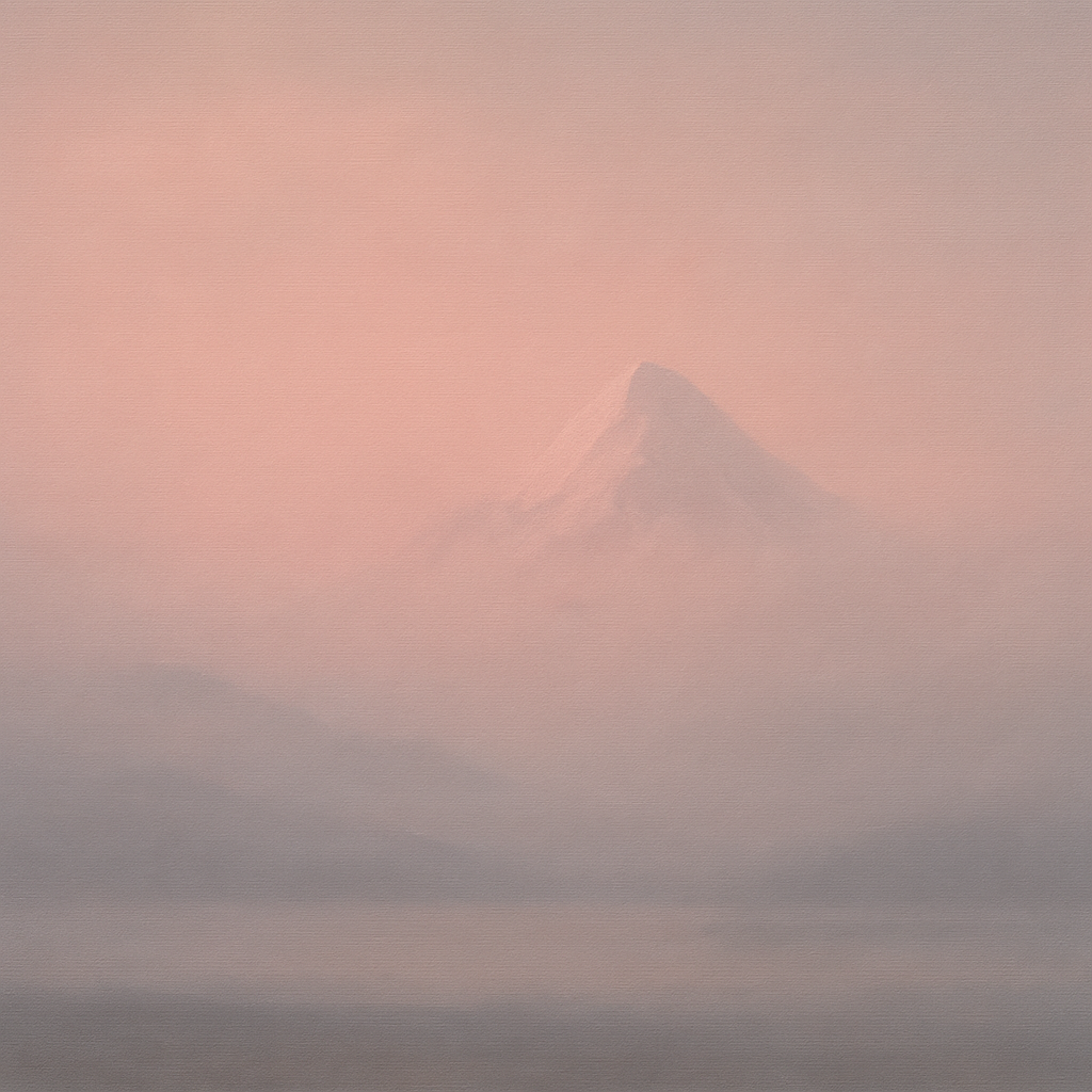 Pale Alpenglow over Distant Glacial Peak No. 23 Oil Painting 100% Hand Painted Oil on Belgian Linen Canvas, Original Fine Art Wall Decor