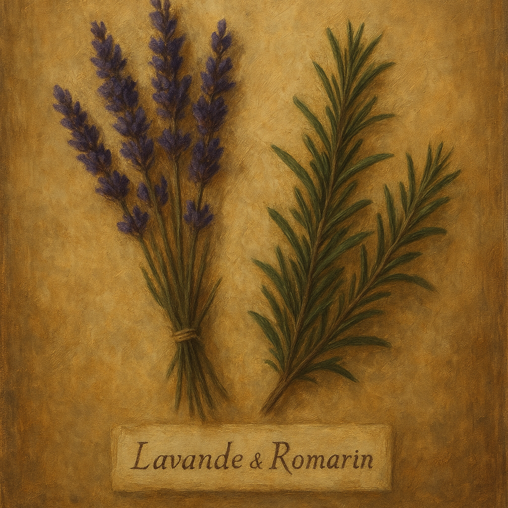 Vintage French Herbarium Lavender & Rosemary No. 4 Fine Art Oil Painting - View 1