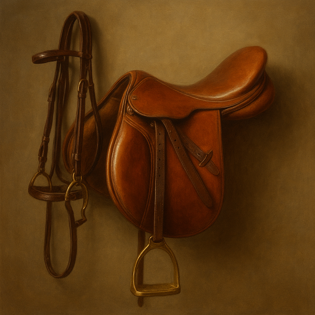 Vintage Bridle & Polished Leather Saddle No. 4 Oil Painting - View 1