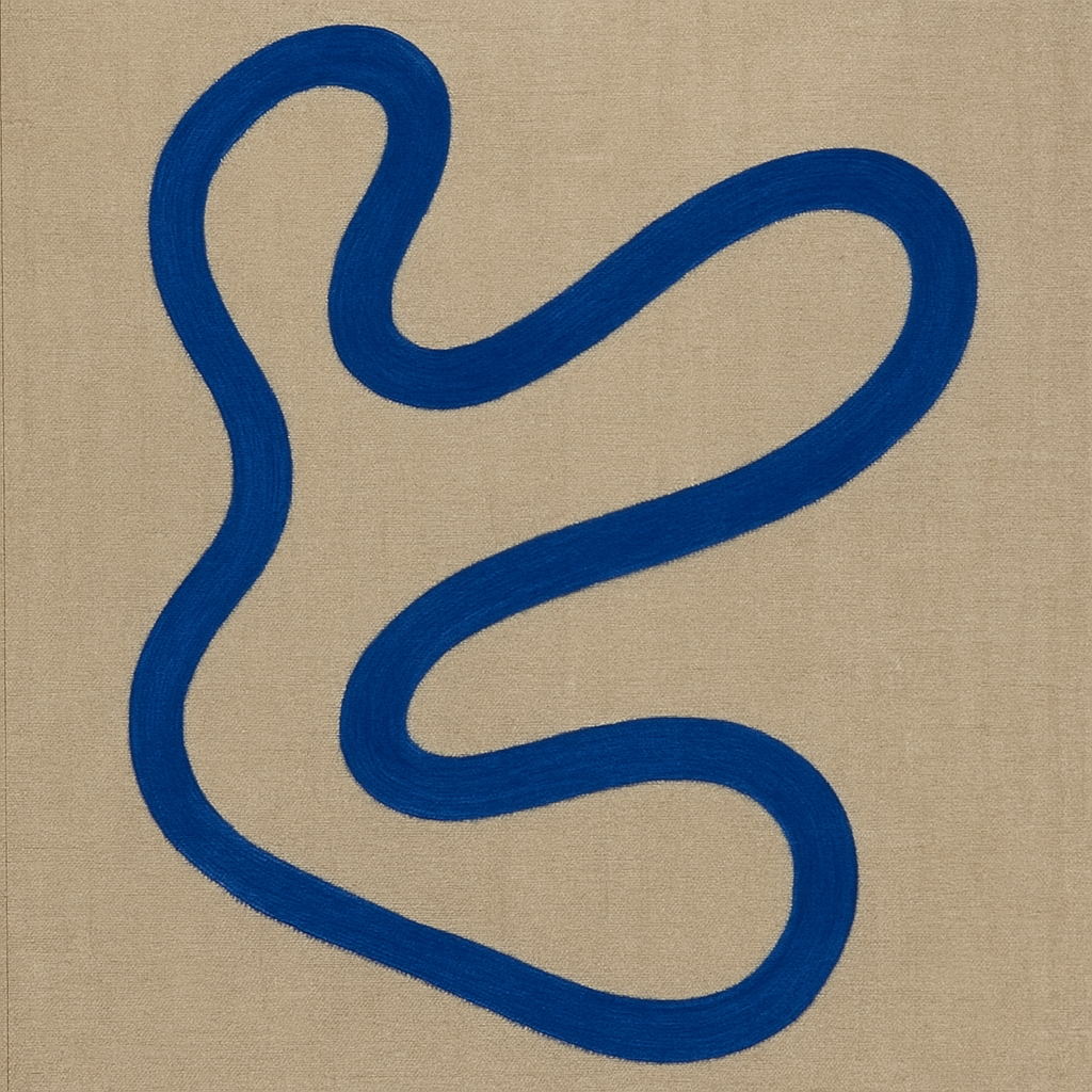 Cobalt Blue & Pale Oat Contour No. 8 - Modern Fine Art Oil Painting - View 1
