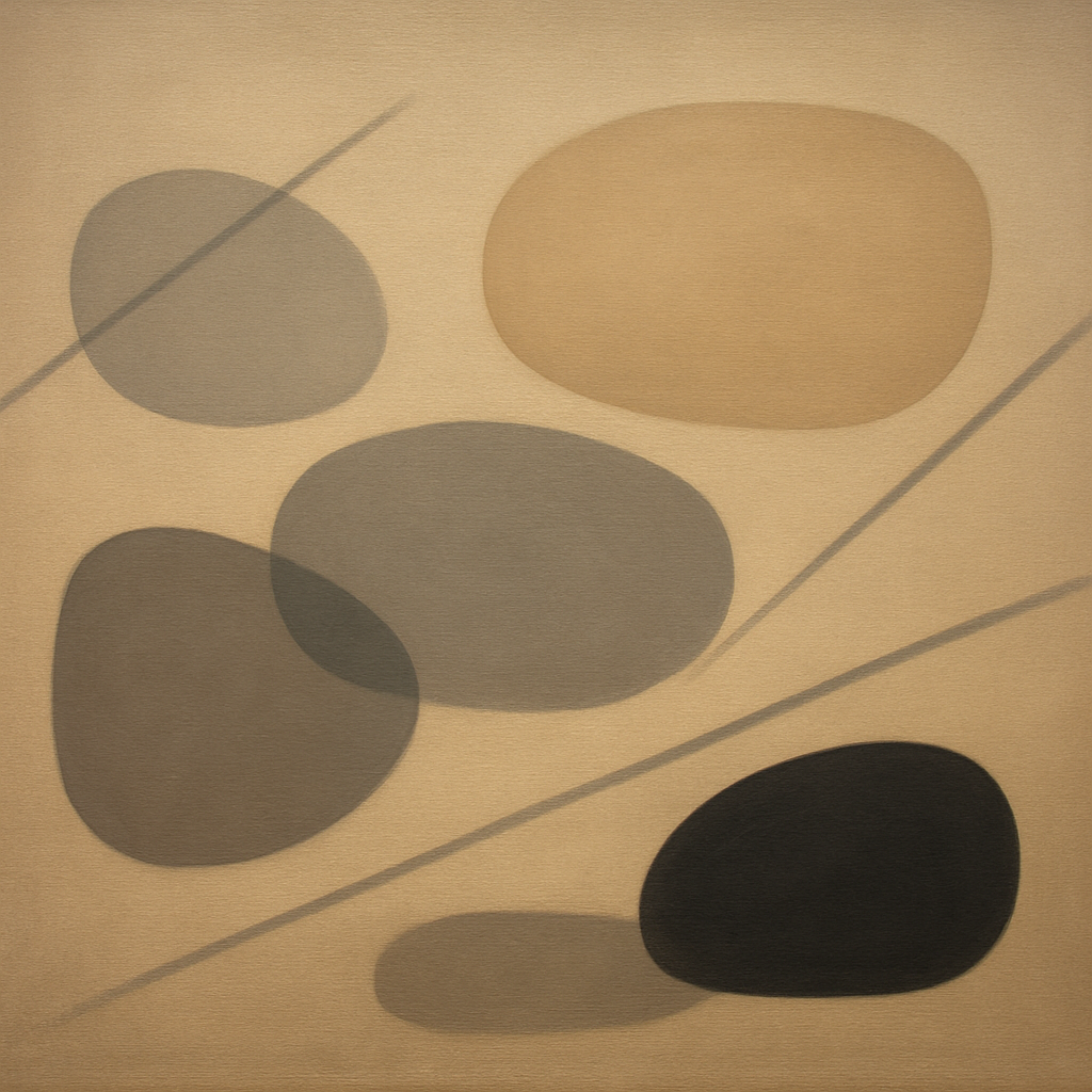 Organic Pebble Contours & Slanted Lines No. 21 Oil Painting 100% Hand Painted Oil on Belgian Linen Canvas, Original Fine Art Wall Decor