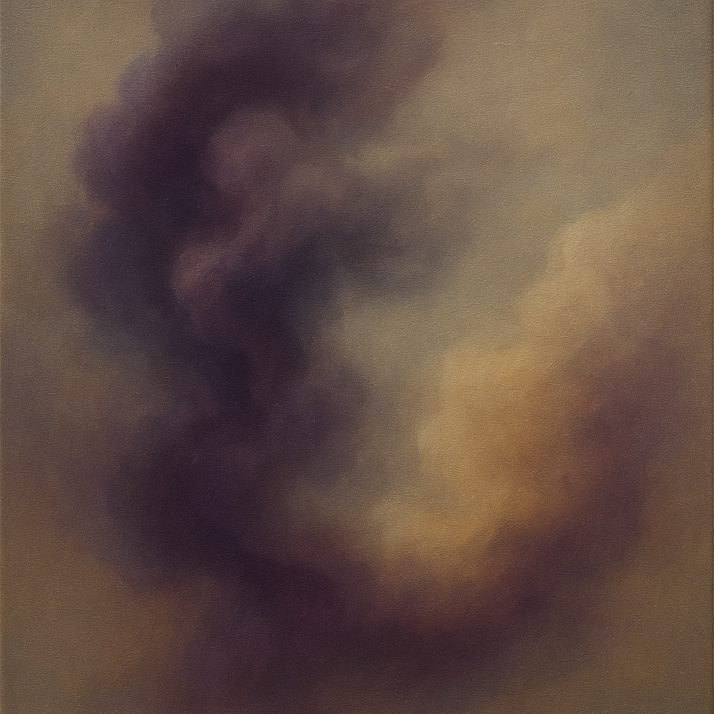 Gilded Plum & Soft Smoke Cloud Harmony No. 5 Oil Painting - View 1