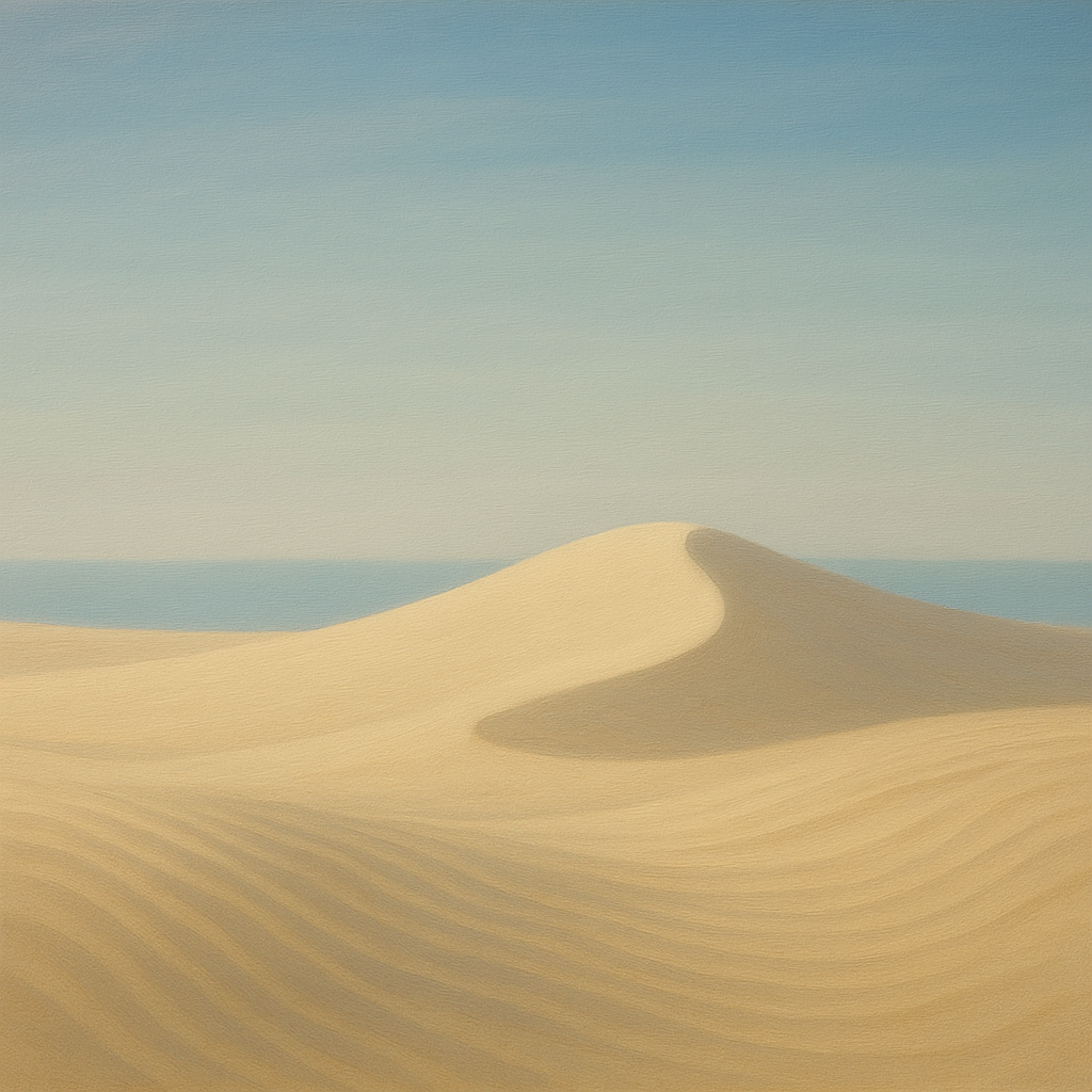 Minimalist Sand Dunes under Expansive Sky No. 4 Fine Art Oil Painting - View 1