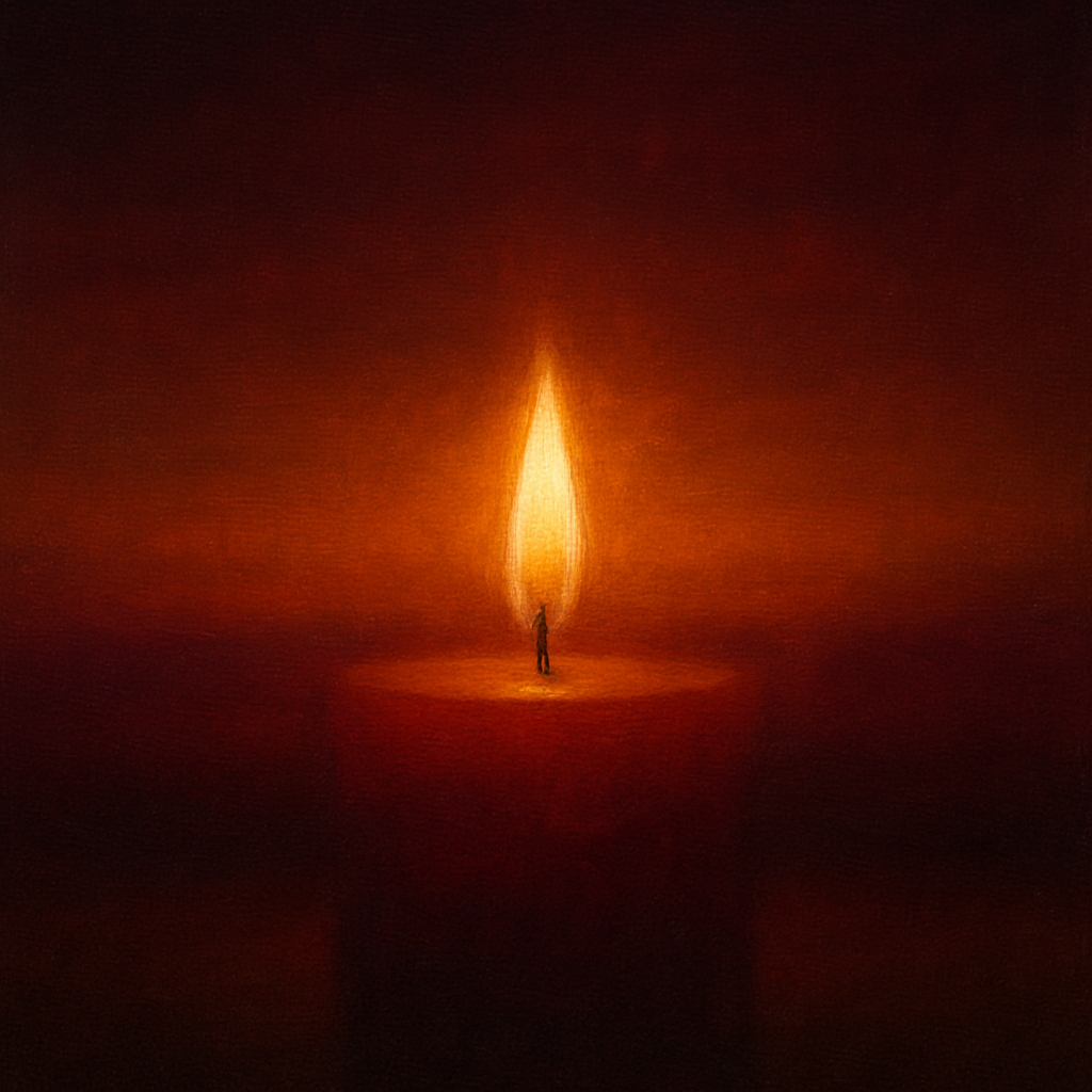 Deep Garnet & Amber Candlelight Horizon No. 15 Oil Painting - View 1