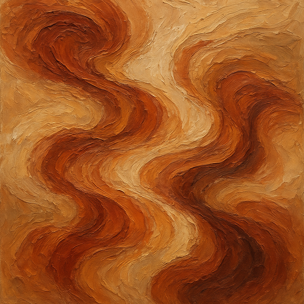 Sienna Drift Modern Abstract Oil Painting - View 1