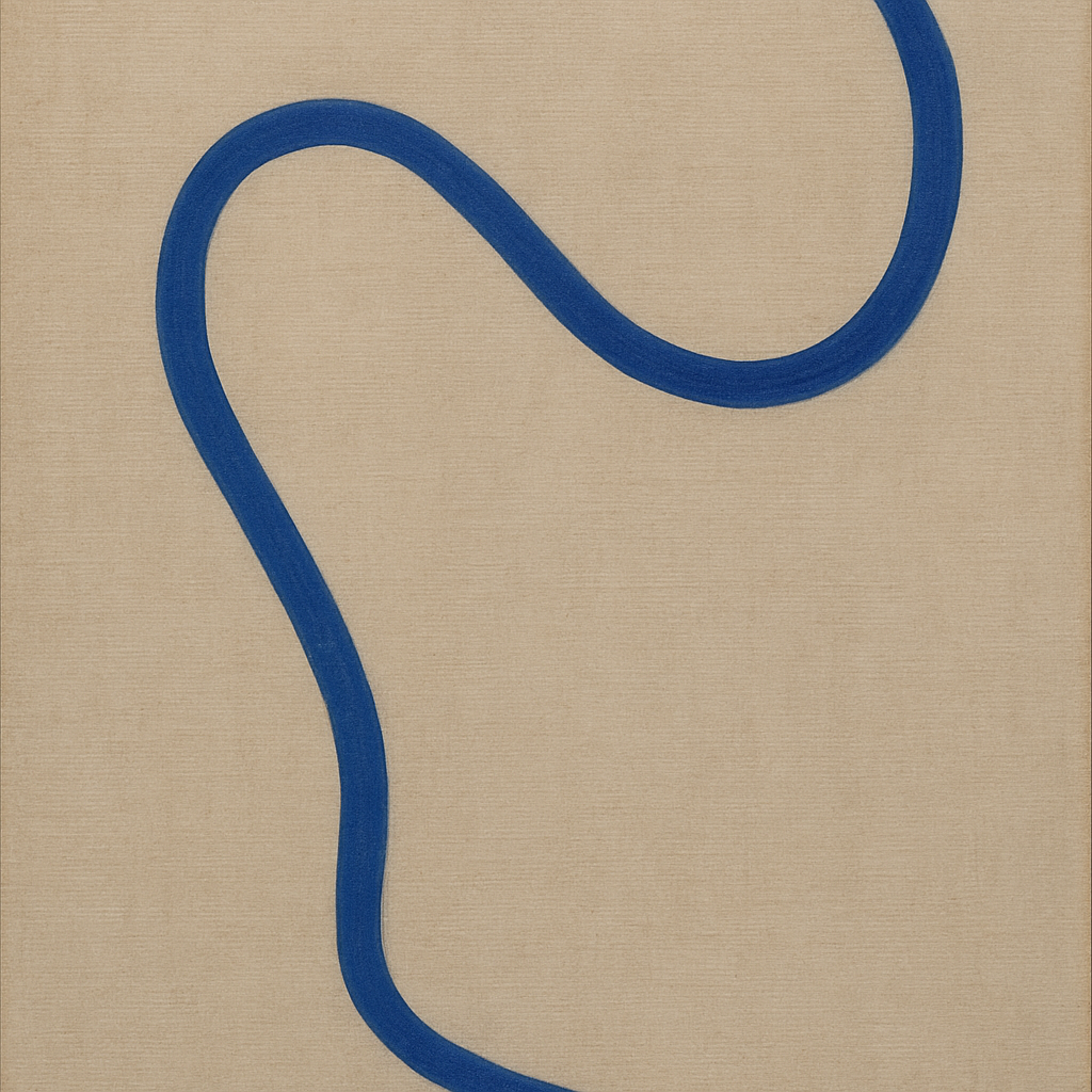 Cobalt Blue & Pale Oat Contour No. 8 - Modern Fine Art Oil Painting - View 1