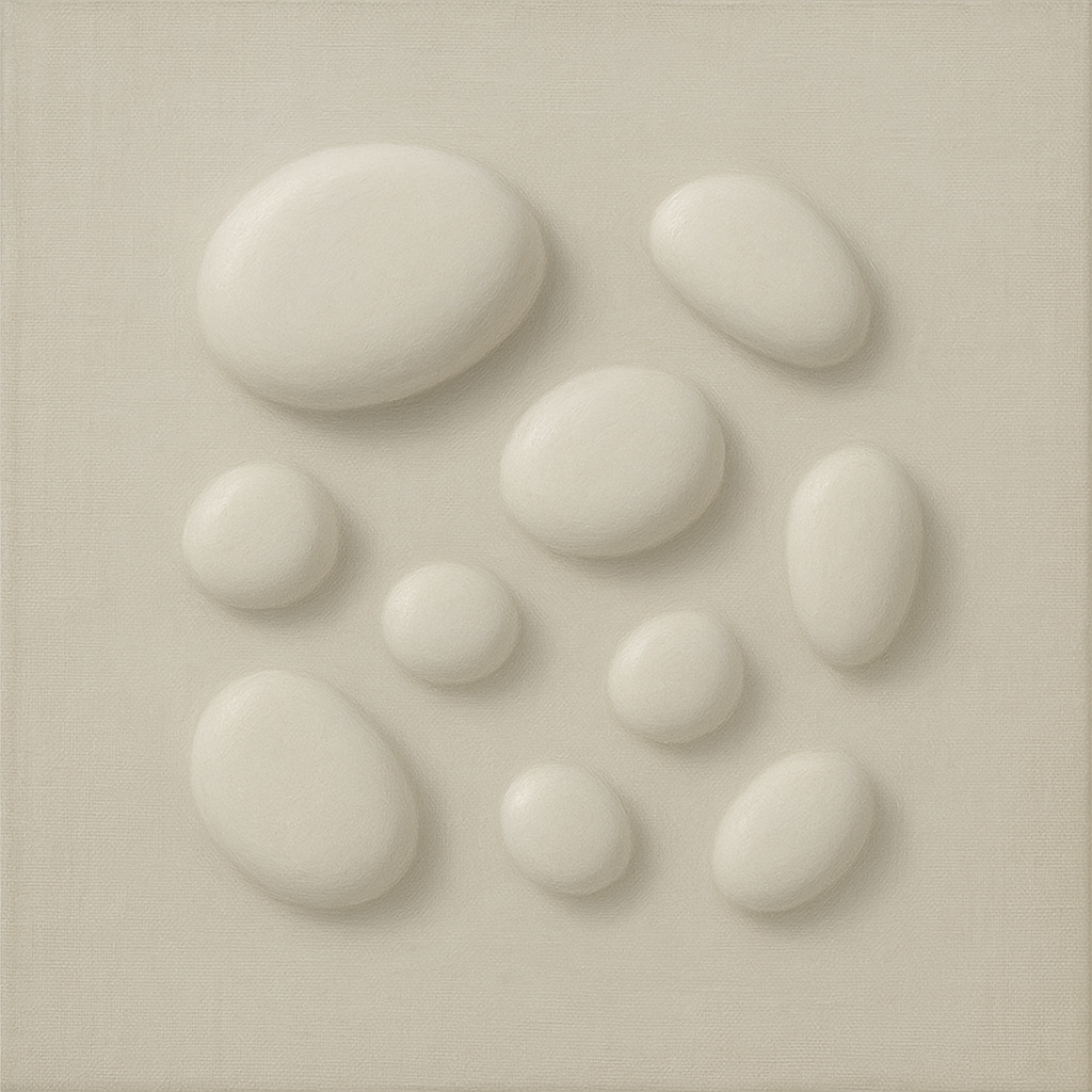 Organic Pebble Relief in White No. 6 - Modern Fine Art Oil Painting - View 1