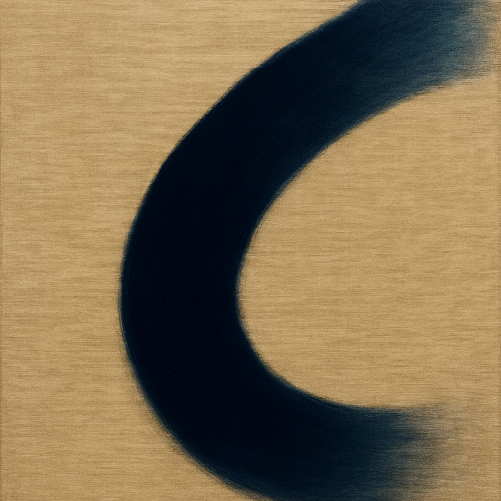 Navy Indigo & Warm Sand Sweep No. 2 - Modern Fine Art Oil Painting - View 1