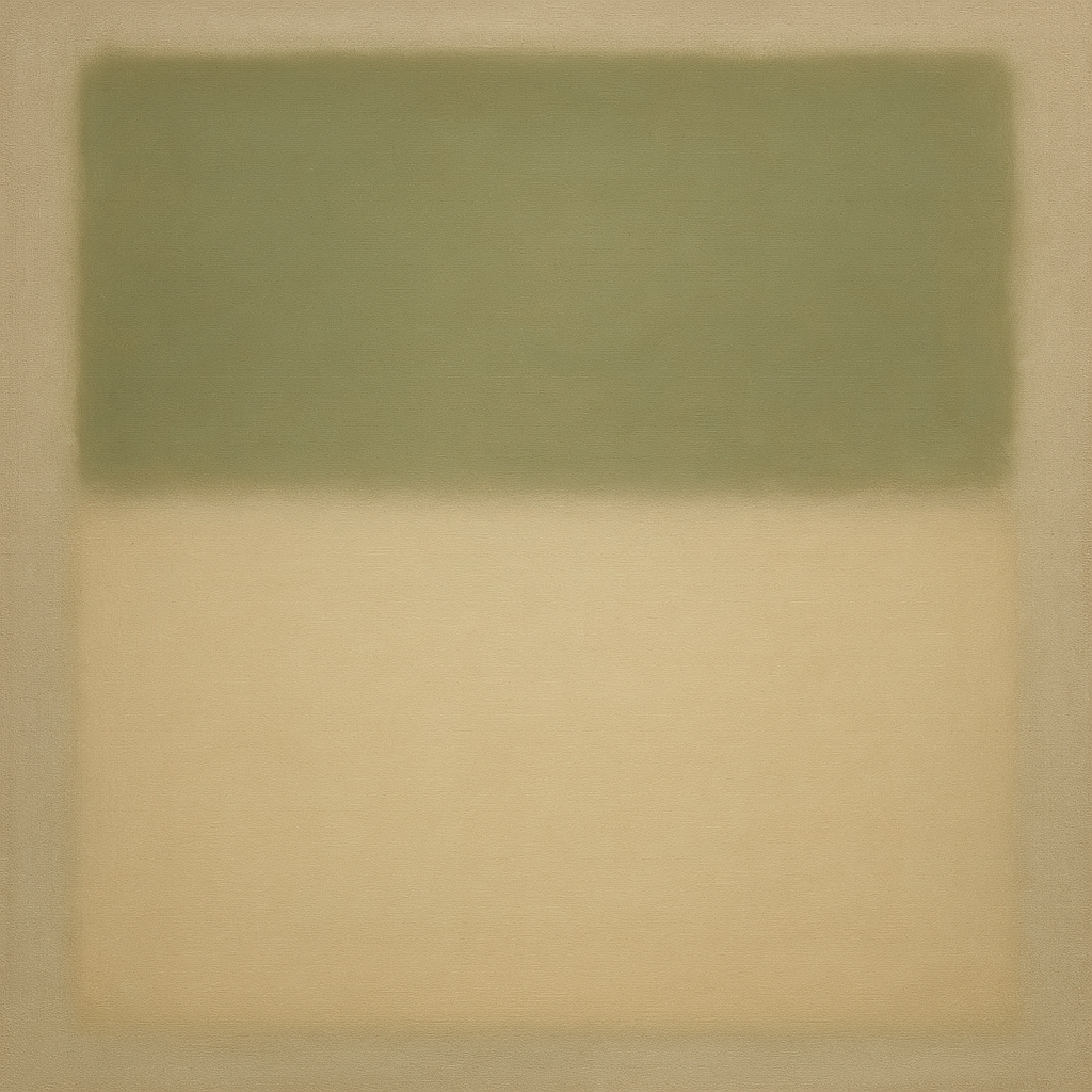 Sage Olive & Pale Sandstone Minimalist Harmony No. 28 Oil Painting 100% Hand Painted Oil on Belgian Linen Canvas, Original Fine Art Wall Decor