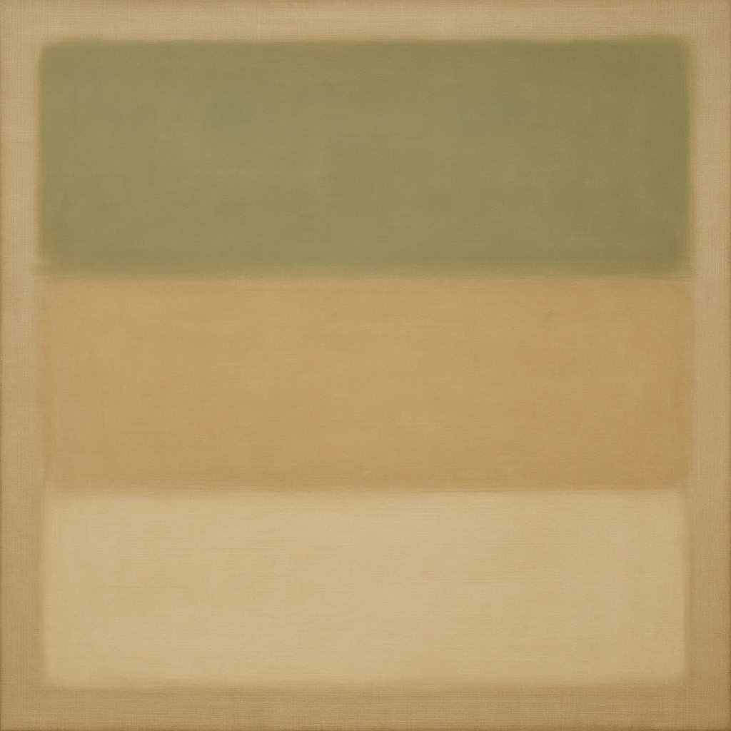 Sage Olive & Pale Sandstone Minimalist Harmony No. 17 Oil Painting - View 1