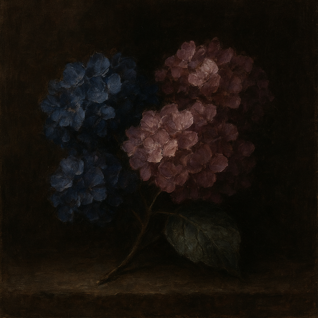 Moody Dark Hydrangea Floral Oil Painting - 100% Hand-Painted Master Oil Painting