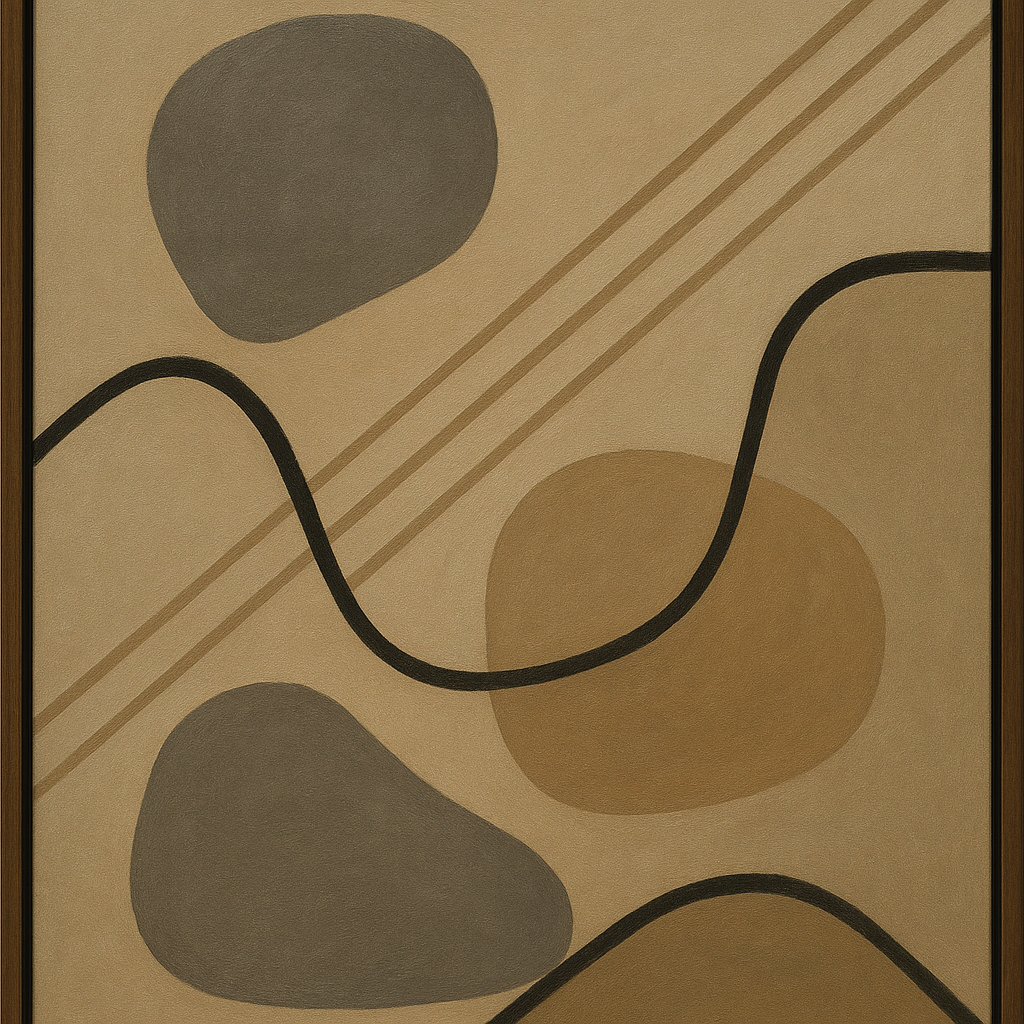 Organic Pebble Contours & Slanted Lines No. 9 Oil Painting 100% Hand Painted Oil on Belgian Linen Canvas, Original Fine Art Wall Decor