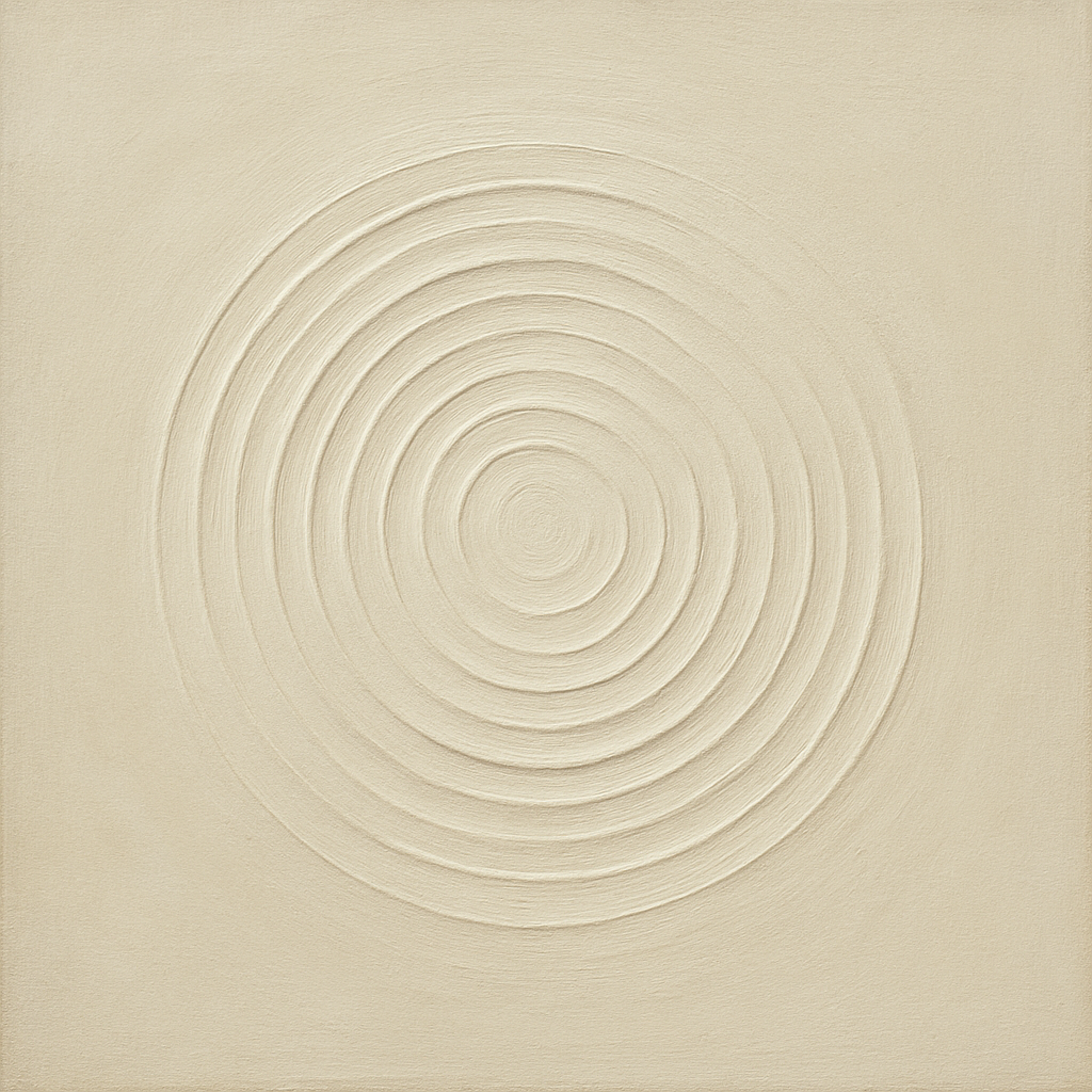Concentric Zen Circles in Ivory No. 8 - Modern Fine Art Oil Painting - View 1