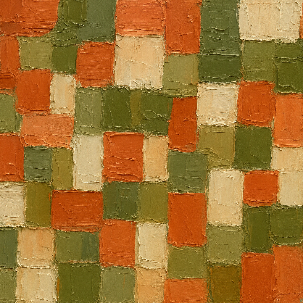 Terrazzo Cadence Horizontal Abstract Oil Painting - View 1