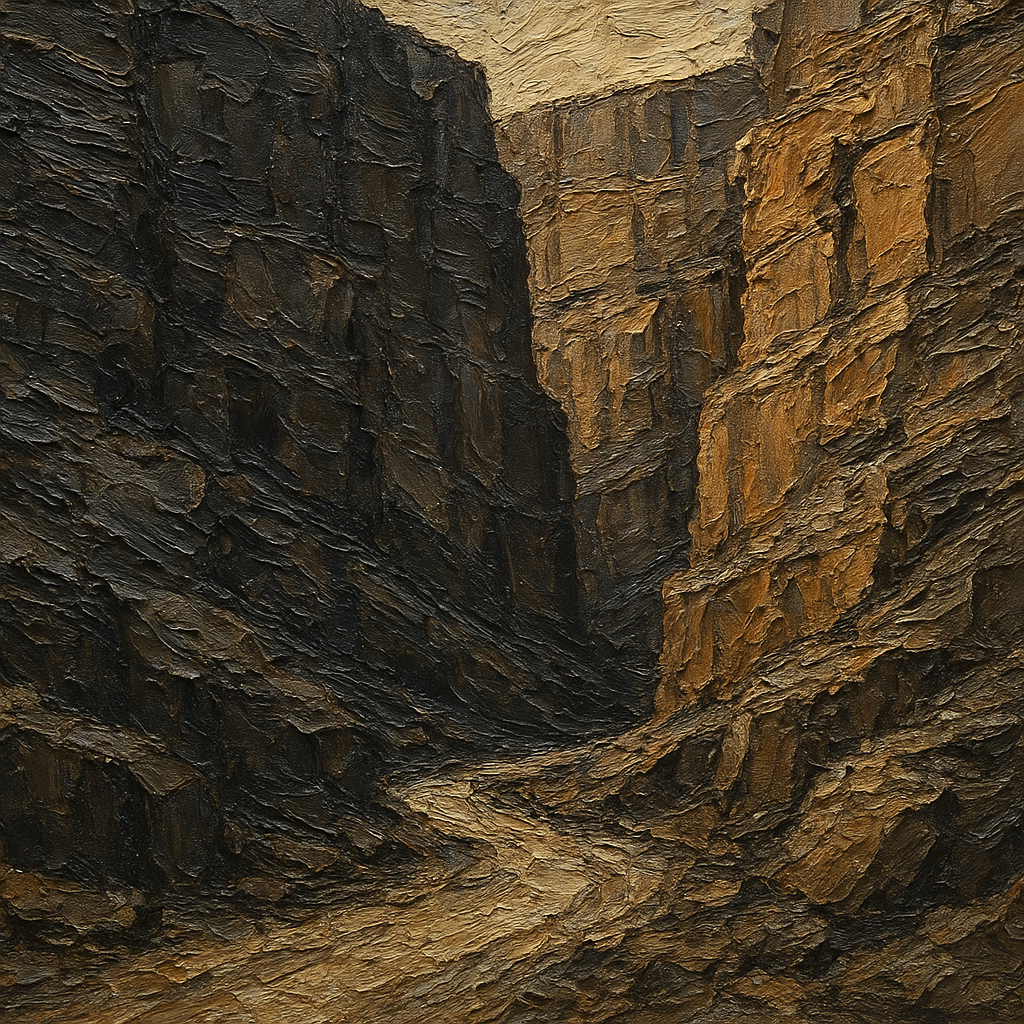Basalt Canyon Knife Texture Oil Painting - View 1