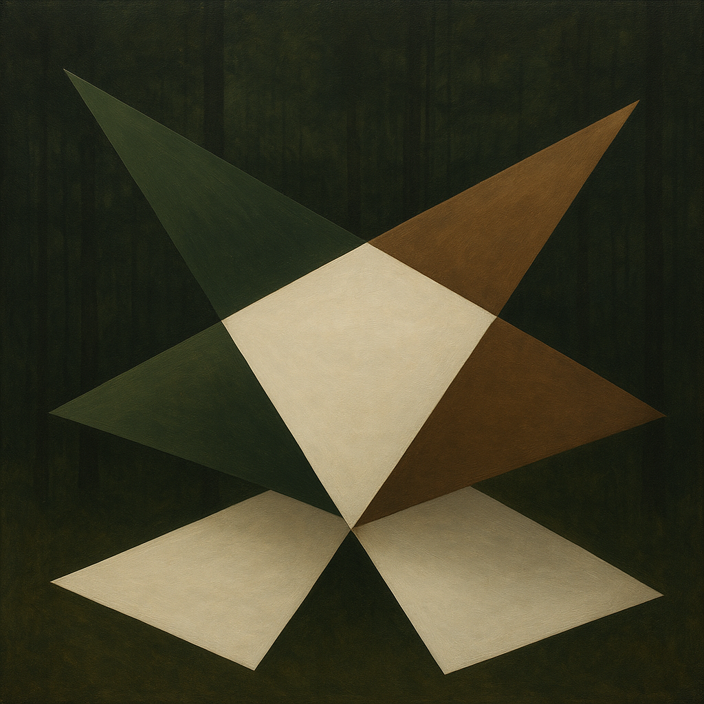 Kinetic Diagonal Planes in Forest & Alabaster No. 13 Fine Art Oil Painting - View 1