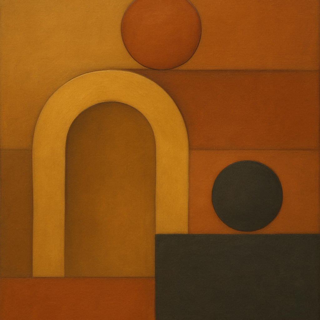 Arch & Circle Equilibrium in Warm Earth Tones No. 2 Oil Painting - View 1